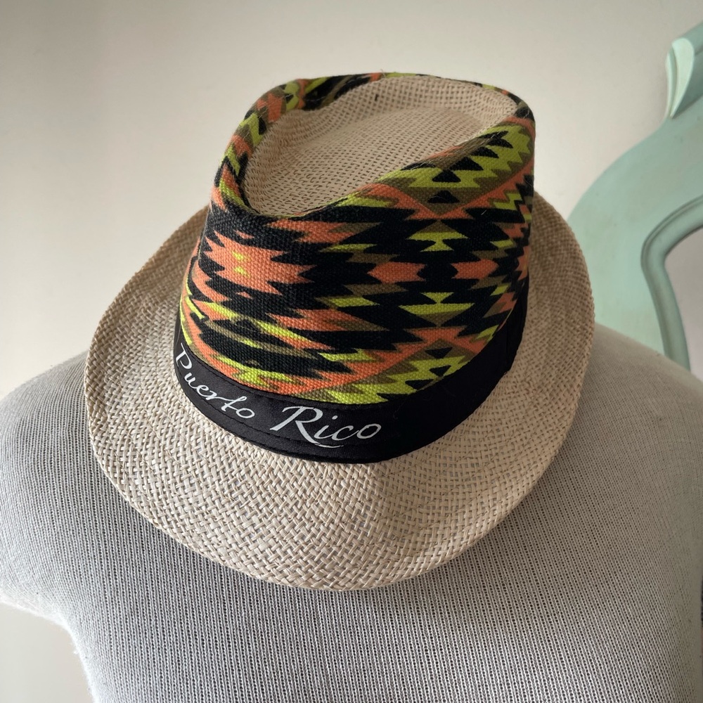 Puerto Rico Patterned Straw Fedora - Picture 5 of 6